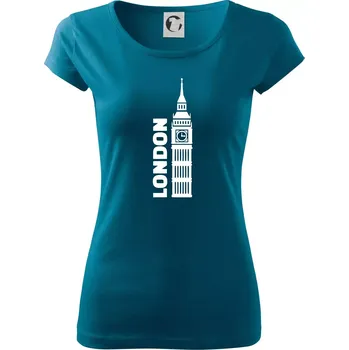 Dámské tričko London věž - Dámské triko Pure - S ( Petrolejová )