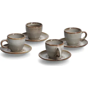 ZELLER Sada šálků s podšálkem 4 ks keramika béžová 62 ml