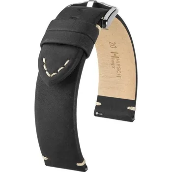 Módní doplněk Řemínek Hirsch Ranger - černý - 22 mm - L – Standardní délka (doporučujeme) - 22 mm - Stříbrná + 5 let záruka a dárek ZDARMA