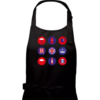 Kuchyňská zástěra Anglie symboly v kruzích - Dámská zástěra na vaření - Univerzální velikost ( Černá )