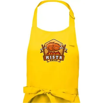 Kuchyňská zástěra Mistr grilu kuře - Pánská zástěra na vaření - Univerzální velikost ( Žlutá )