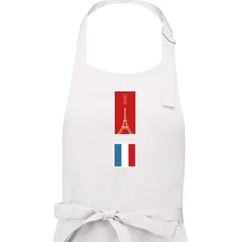 Kuchyňská zástěra Paříž známka barevná - Dámská zástěra na vaření - Univerzální velikost ( Bílá )