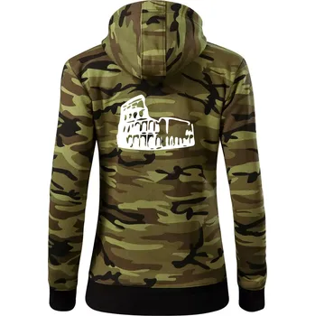 Dámská mikina Itálie Koloseum - Dámská mikina trendy zipper s kapucí - S ( Zelený maskáč )