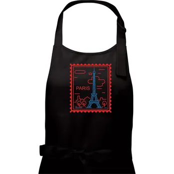 Kuchyňská zástěra Paříž známka jednoduchá - Pánská zástěra na vaření - Univerzální velikost ( Černá )
