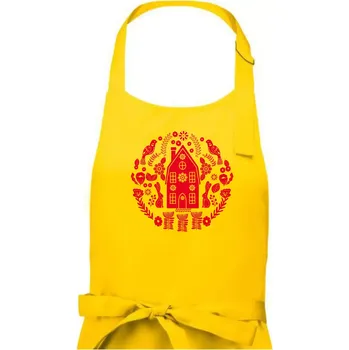 Kuchyňská zástěra Domov se zajíci folklór - Dámská zástěra na vaření - Univerzální velikost ( Žlutá )