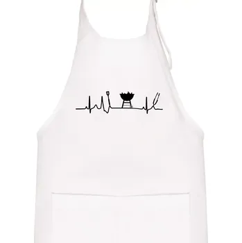 Kuchyňská zástěra EKG grilování gril - Dětská zástěra na vaření - Univerzální velikost ( Bílá )