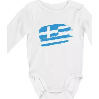 Řecko vlajka - Body kojenecké s dlouhým rukávem - Dlouhý r. do 3 měs ( Bílá )