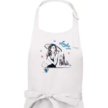 Kuchyňská zástěra Fashion model London - Dámská zástěra na vaření - Univerzální velikost ( Bílá )