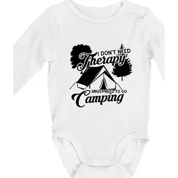 Kojenecký body I don't need therapy camping - Body kojenecké s dlouhým rukávem - Dlouhý r. do 3 měs ( Bílá )