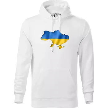 Pánská mikina Ukrajina vlajka mapa - Mikina pánská Cape s kapucí - S ( Bílá )
