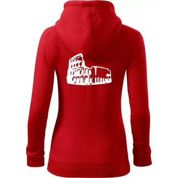 Dámská mikina Itálie Koloseum - Dámská mikina trendy zipper s kapucí - XS ( Červená )