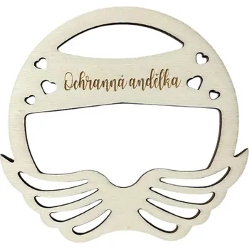 Andělská křídla Ochranná andělka - dřevěný výřez
