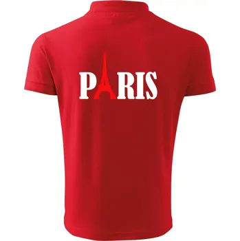 Pánská košile Paris nápis Eiffelova věž - Polokošile pánská Pique Polo 203 - L ( Červená )