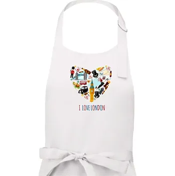 Kuchyňská zástěra London turistic - Dámská zástěra na vaření - Univerzální velikost ( Bílá )
