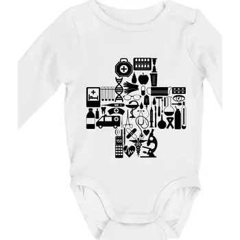 Zdravotní kříž věci - Body kojenecké s dlouhým rukávem - Dlouhý r. do 3 měs ( Bílá )