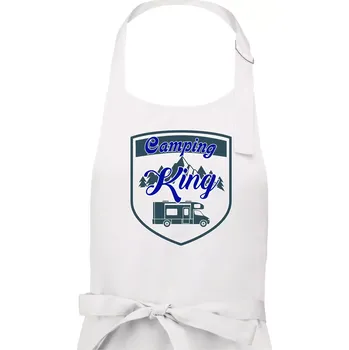 Kuchyňská zástěra Camping King - obytňák - Pánská zástěra na vaření - Univerzální velikost ( Bílá )