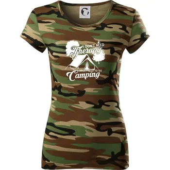 Dámské tričko I don't need therapy camping - Dámské maskáčové triko - 2XL ( Hnědý maskáč )