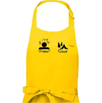 Kuchyňská zástěra Problem? Solved! - Kempování - Pánská zástěra na vaření - Univerzální velikost ( Žlutá )