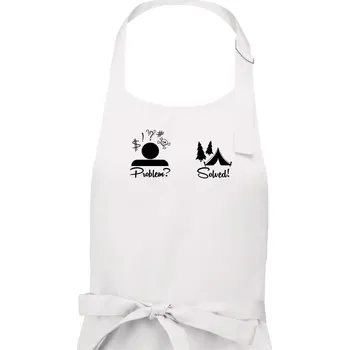 Kuchyňská zástěra Problem? Solved! - Kempování - Dámská zástěra na vaření - Univerzální velikost ( Bílá )