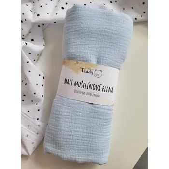 látková plena Mušelínová plenka MAXI 130 × 100 cm - světle modrá