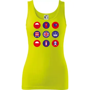 Dámské tričko Anglie symboly v kruzích - Dámské tílko - XL ( Limetková )