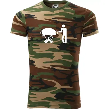 Pánské tričko Grilování - Prase - Army CAMOUFLAGE - XS ( Hnědý maskáč )