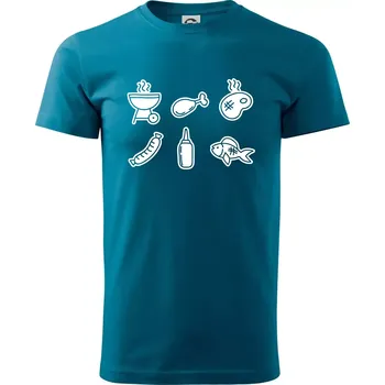 Pánské tričko Grilovací ikony - Klasické pánské triko vyšší gramáže - XS ( Petrolejová )