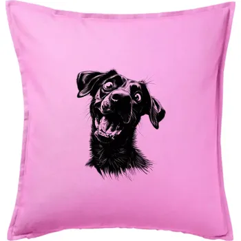 Polštář Černobílá karikatura Labrador tmavý - Polštář 50x50 - 50x50 - Pouze potah ( Růžová )