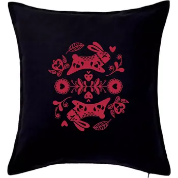 Polštář Folklor - králík - Polštář 50x50 - 50x50 - Pouze potah ( Černá )