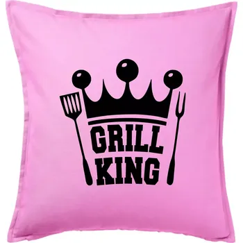 Polštář Grilování - Grill King - Polštář 50x50 - 50x50 - Pouze potah ( Růžová )