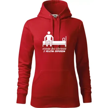 Dámská mikina Vstávám jako elektrikář s velkým odporem - Mikina dámská Cape s kapucí - S ( Červená )