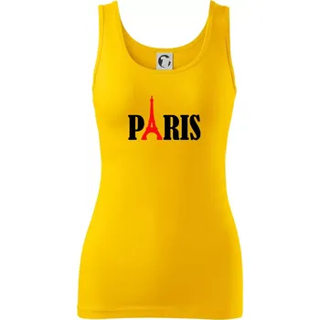 Dámské tričko Paris nápis Eiffelova věž - Dámské tílko - M ( Žlutá )