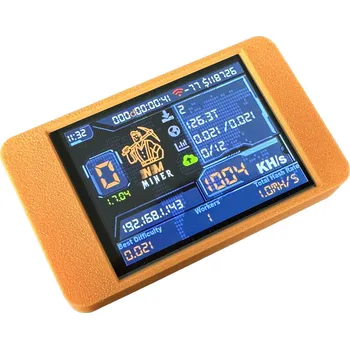 Integrovaný obvod NMMiner V2 SOLO BTC miner – 1000KH/s, ESP32, Wi-Fi, 2.8&quot; displej, oranžový