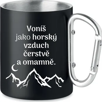 Coolkousky Plechový hrnek s karabinou - horský vzduch