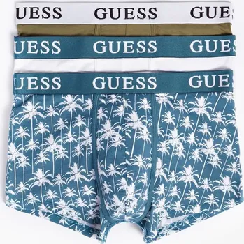 Boxerky Pánské trenýrky 3 pack U1BG05K6YW1 - p70j - Modrá, bílá, palmy - Guess vícebarevná XL