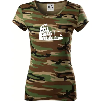 Dámské tričko Itálie Koloseum - Dámské maskáčové triko - XS ( Hnědý maskáč )