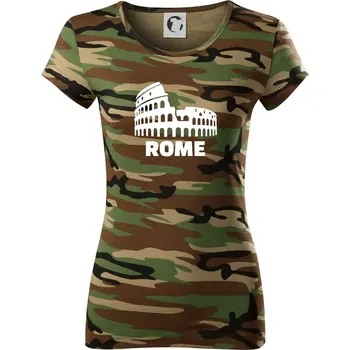 Dámské tričko Italy Koloseum Rome - Dámské maskáčové triko - XS ( Hnědý maskáč )