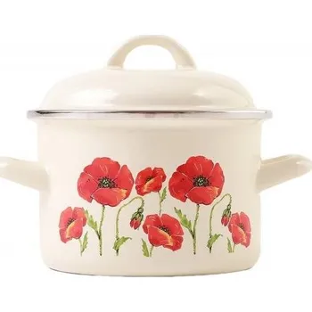 Hrnec Metalac Hluboký smaltovaný hrnec s poklicí, mák, 18 cm, 3 l