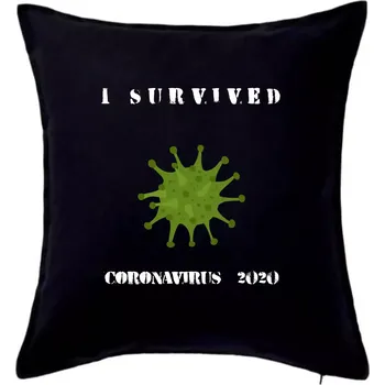 Polštář I Survived coronavirus 2020 - Polštář 50x50 - 50x50 - Pouze potah ( Černá )