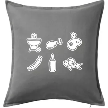 Polštář Grilovací ikony - Polštář 50x50 - 50x50 - Pouze potah ( Tmavě šedý melír )