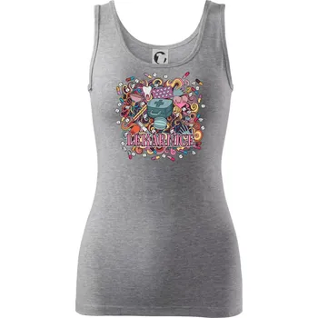 Dámské tričko Lékárnice koláž - Dámské tílko - 2XL ( Tmavě šedý melír )