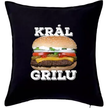 Polštář Král grilu HAMBURGER - Polštář 50x50 - 50x50 - Pouze potah ( Černá )
