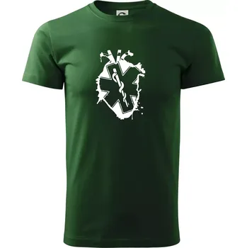 Pánské tričko Zdravotnické srdce - Triko extra velké (5-8XL) - 8XL ( Lahvově zelená )