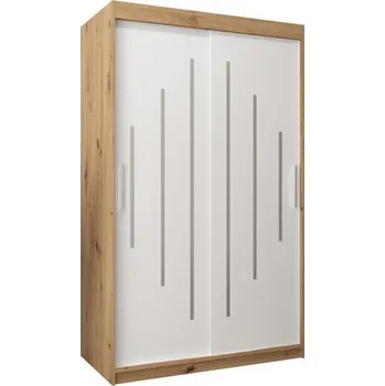 Šatní skříň Šatní skříň s posuvnými dveřmi YORK - 120x200cm -Dub Artisan-Bílá-
