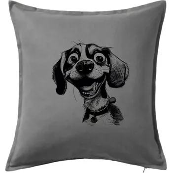 Polštář Černobílá karikatura bígl - Polštář 50x50 - 50x50 - Včetně výplně ( Tmavě šedý melír )