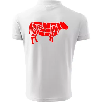 Pánská košile Grilování - Grill Chef - Kráva - Polokošile pánská Pique Polo 203 - 5XL ( Bílá )
