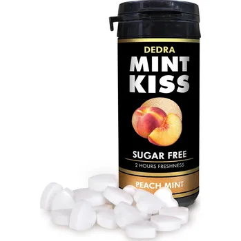 Bonbon MINT KISS | broskvovo-mátové osvěžující pastilky bez cukru peach mint | 28 g Dedra