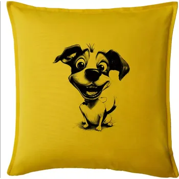 Polštář Černobílá karikatura Jack Russell teriér - Polštář 50x50 - 50x50 - Pouze potah ( Žlutá )