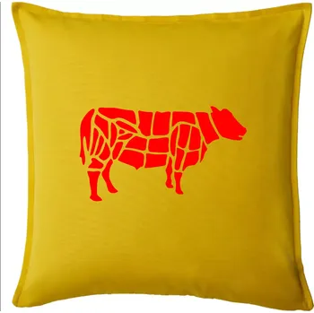 Polštář Grilování - Grill Chef - Kráva - Polštář 50x50 - 50x50 - Pouze potah ( Žlutá )