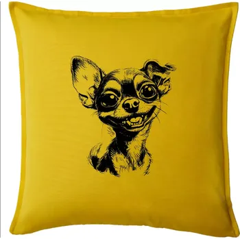 Polštář Černobílá karikatura čivava - Polštář 50x50 - 50x50 - Pouze potah ( Žlutá )